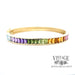 Rainbow gradient gemstone 18ky gold hinged bangle bracelet