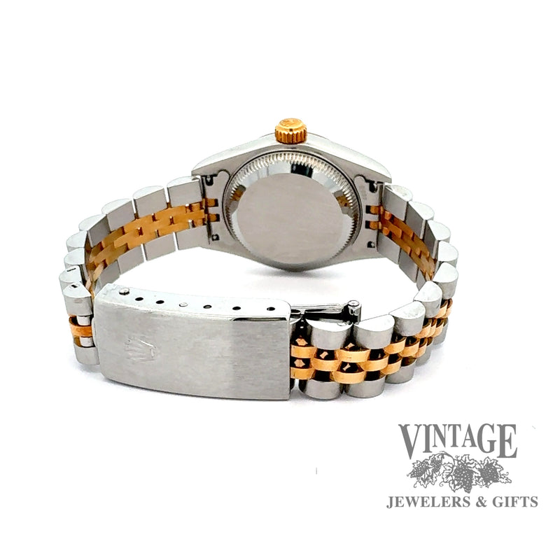 Ladies pre-owned Rolex stainless steel and 18ky gold Oyster perpetual datejust watch, back
