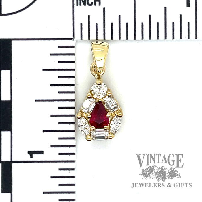 Ruby and diamond 18k gold pendant