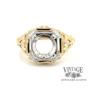 Filigree hand engraved 18ky gold and platinum hand engraved ring