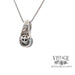 14k white gold and grey pearl pendant with diamond accents back