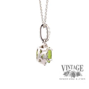 Peridot and diamond 18kw gold pendant side