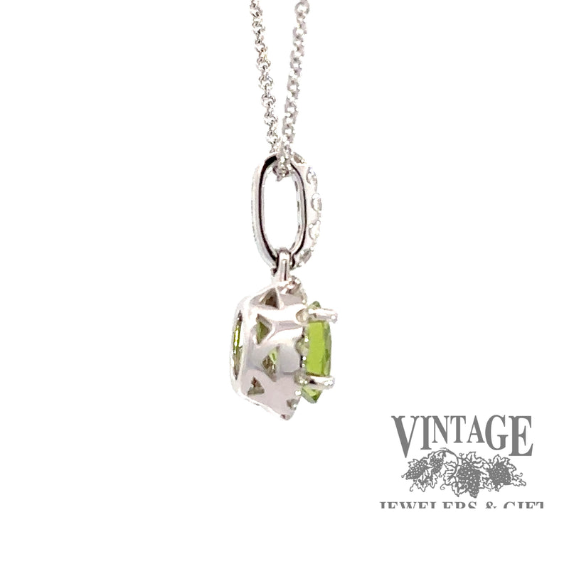 Peridot and diamond 18kw gold pendant side