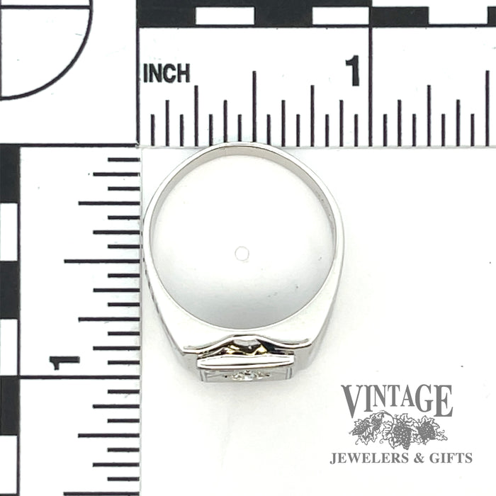 14 karat white gold vintage square signet .40 ct diamond ring with scale