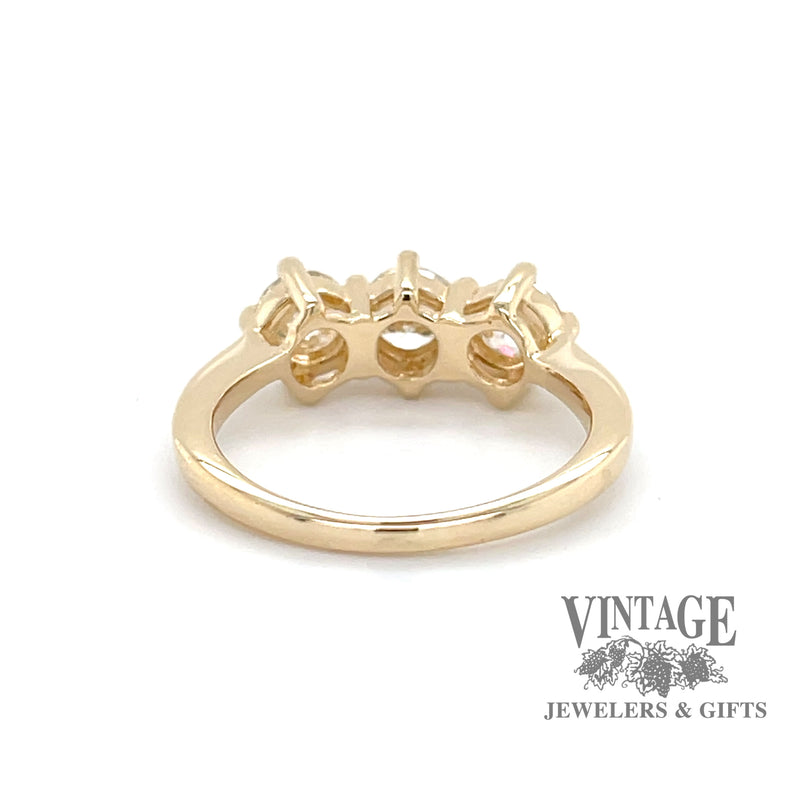1.32 CTW natural diamond three stone 14ky gold ring bottom