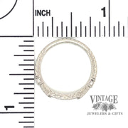 Platinum and diamond hand engraved ring band scale