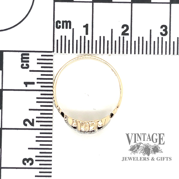 Vintage 14k gold heart motif diamond solitaire ring scale