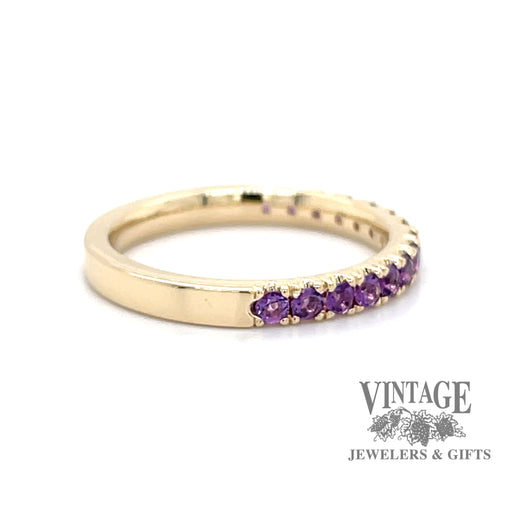 Amethyst 14ky gold ring stacker side