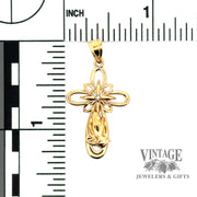 10ky gold Praying cross pendant with scale
