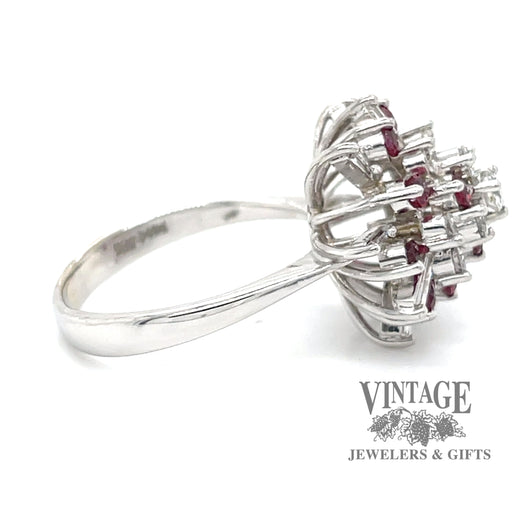 Ruby and diamond 14kw gold ballerina ring side