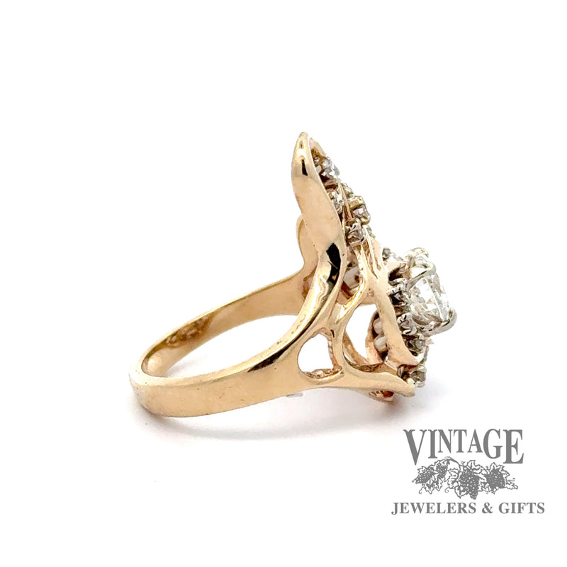 1.30 CTW Freeform natural diamond 14ky ring side