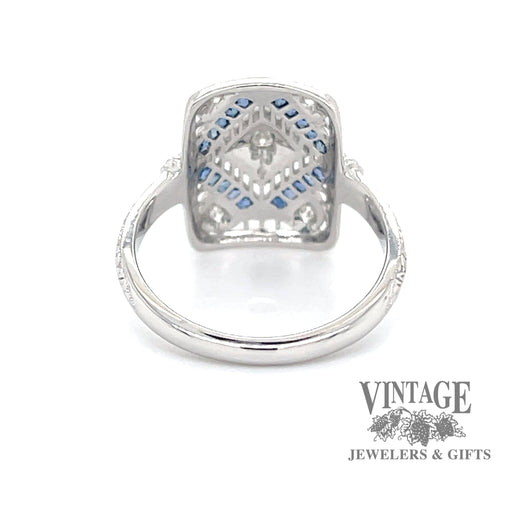 Vintage inspired sapphire and diamond 14kw gold ring bottom