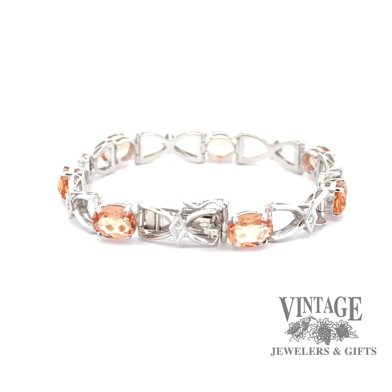 18kw gold Precious topaz and diamond estate bracelet, showing clasp