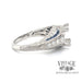 Vintage inspired platinum diamond and sapphire hand engraved ring side
