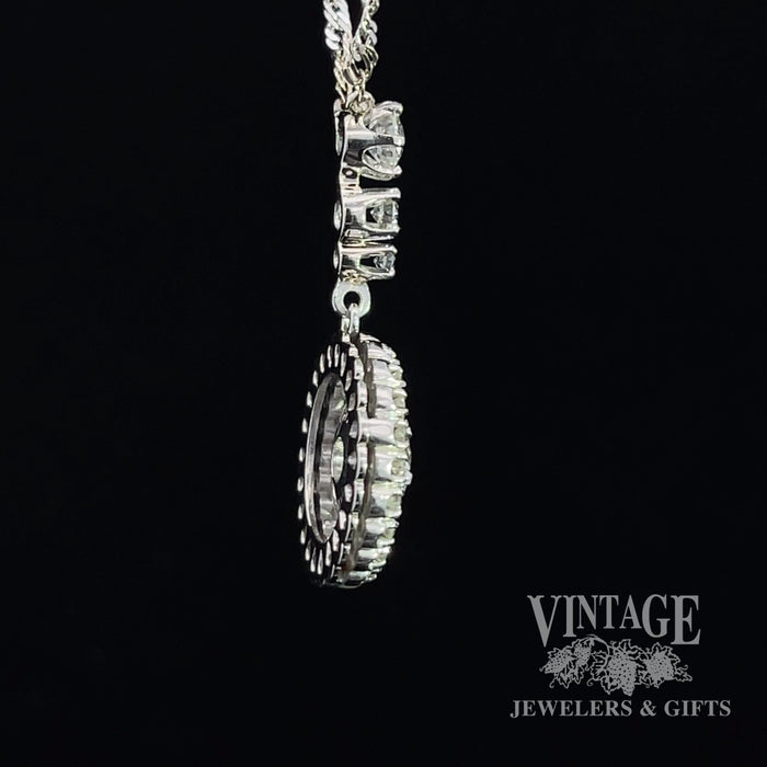 18kw gold antique 1.12ctw diamond halo pendant, alternate side view