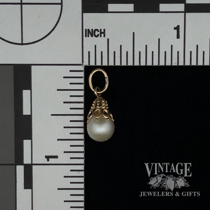 14k dainty pearl pendant/charm scale