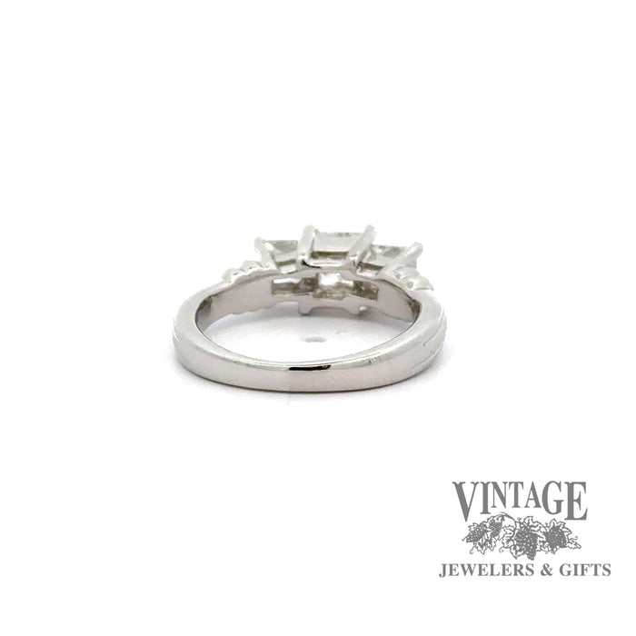Platinum 1.0ctw Princess cut three stone ring, underside