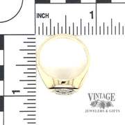 Diamond illusion head 14k gold signet ring scale