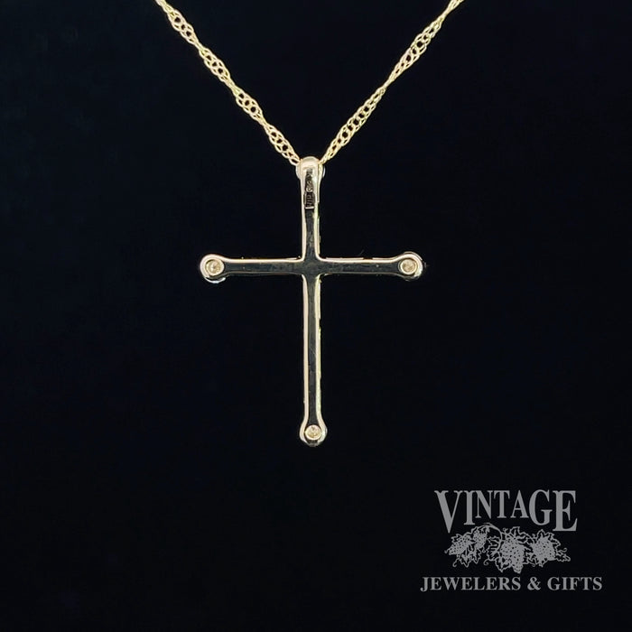 Byzantine style 14ky gold and diamond cross necklace back