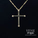 Byzantine style 14ky gold and diamond cross necklace back