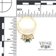 Emerald and diamond 14ky gold tapered ring scale