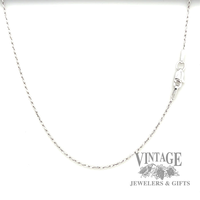 24” 14k white gold rope chain necklace