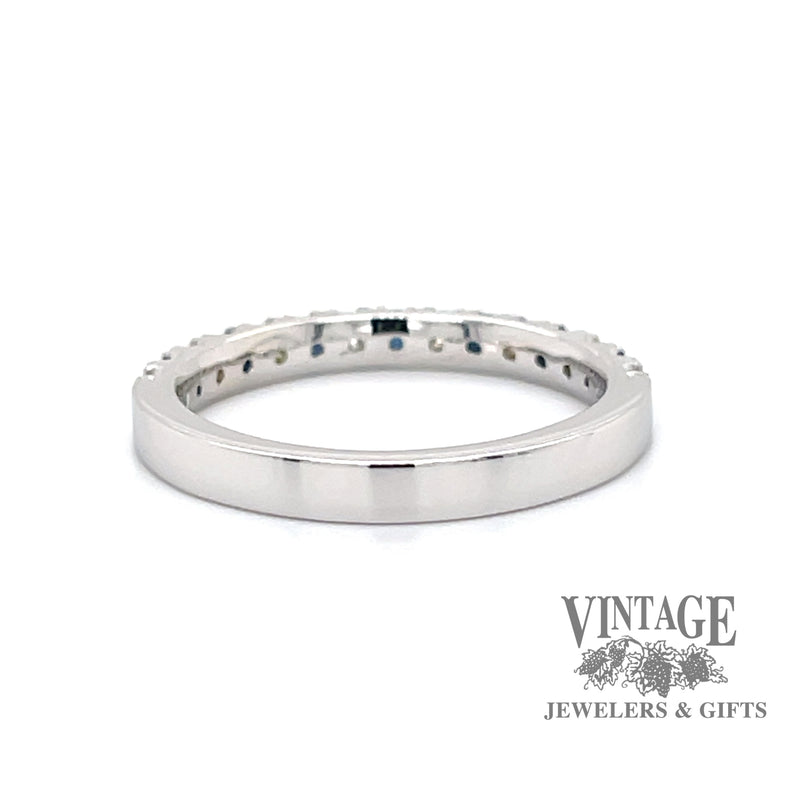 Blue sapphire and diamond 14kw gold ring stacker back