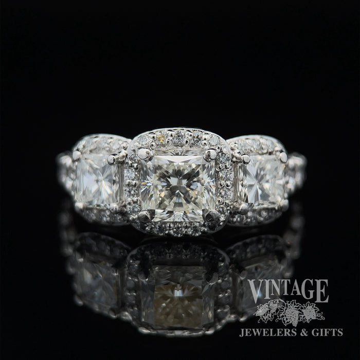 Three Stone Radiant Cut Certified Moissanite Engagement Ring from Black  Diamonds New York