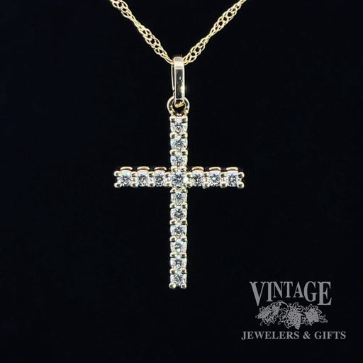 Diamond cross necklace in 14k yellow gold