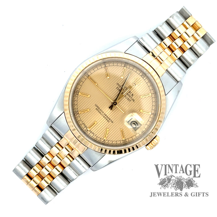 Mens pre-owned Rolex oyster perpetual datejust stainless steel and 18k gold watch