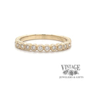 Bezel set diamond bubble 14ky gold hand engraved ring
