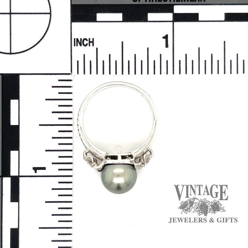 Tahitian pearl and plumeria Flower 14k ring