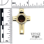 Ancient coin 14ky gold cross pendant front scale