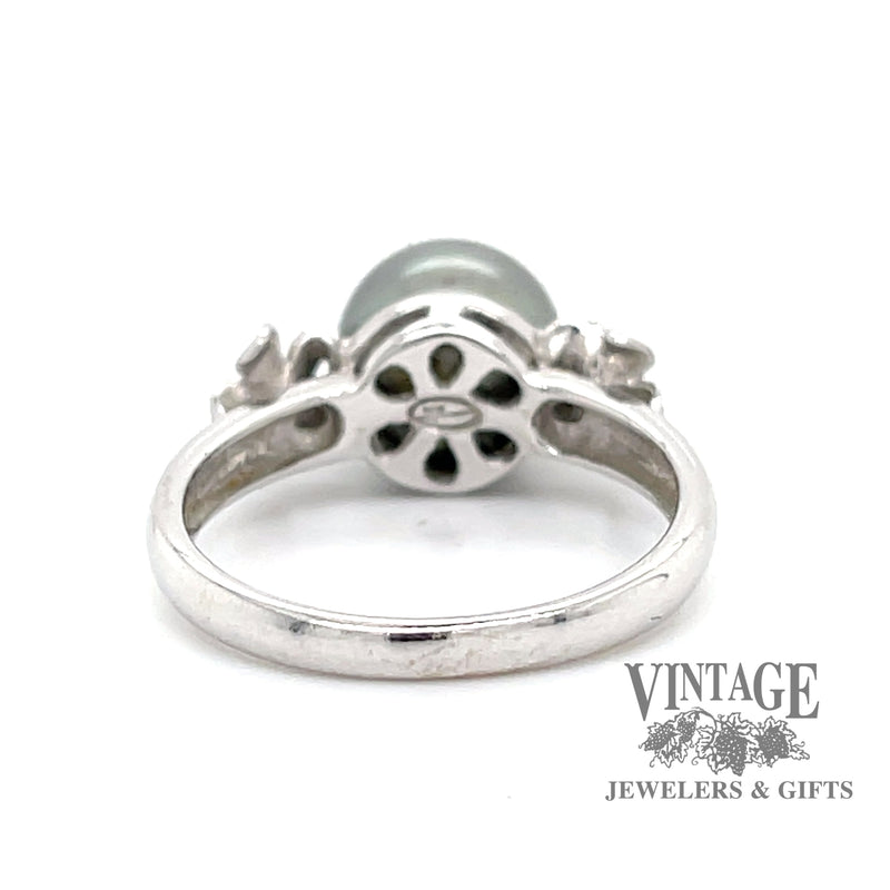 Tahitian pearl and plumeria Flower 14k ring