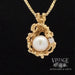 14k Nugget style Pearl and Diamond pendant front view
