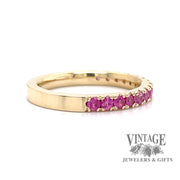 Pink spinel 14ky gold ring stacker side