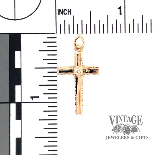 Vintage 18k gold handmade crucifix pendant back scale