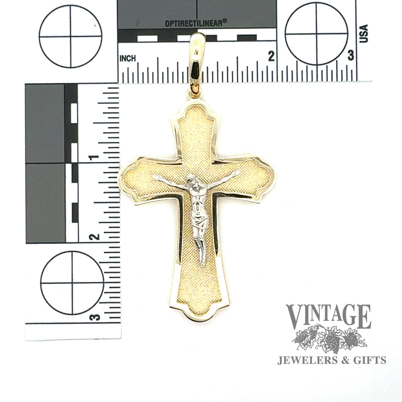 Large 10k two tone gold crucifix with scale