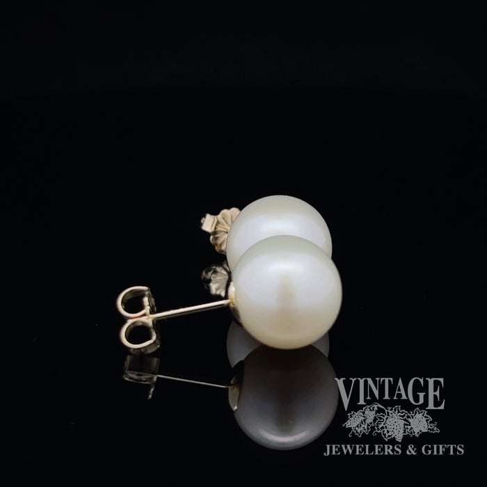 11 mm south sea cultured pearl 14ky gold stud earrings