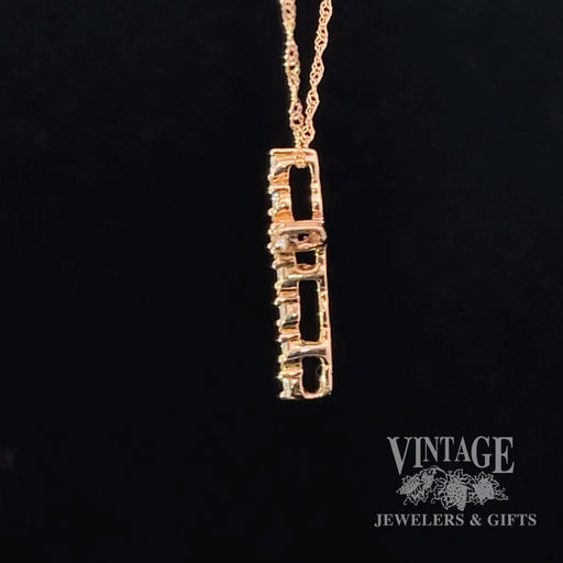 Diamond 14k rose gold cross necklace side