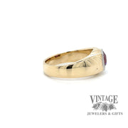 Wide Band Ring with beautiful Purple Garnet in 14k SIDE