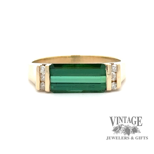 14ky gold 1.75ct green tourmaline and diamond ring