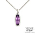 14kw gold elongated amethyst and diamond halo necklace