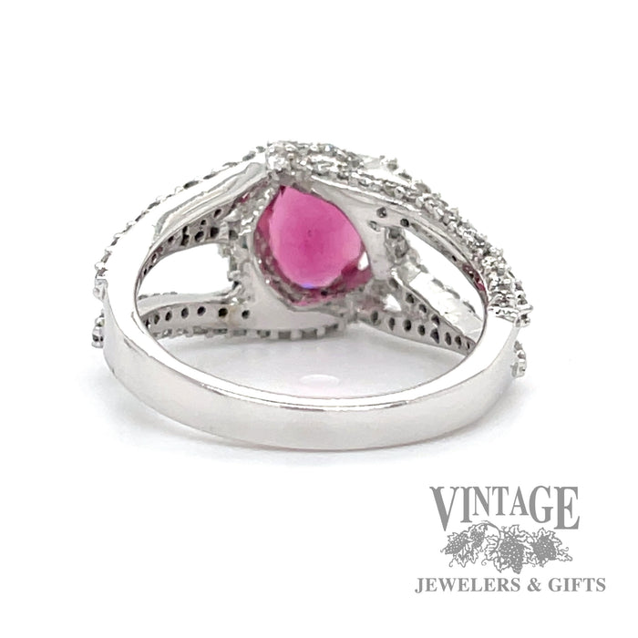 Pink tourmaline and diamond 14KW gold ring inside