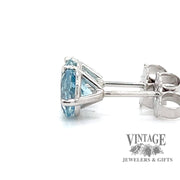 1.42ctw round natural aquamarine 14KW gold martini studs. side
