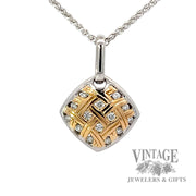 Bagley and Hotchkiss two tone gold and diamond pendant front
