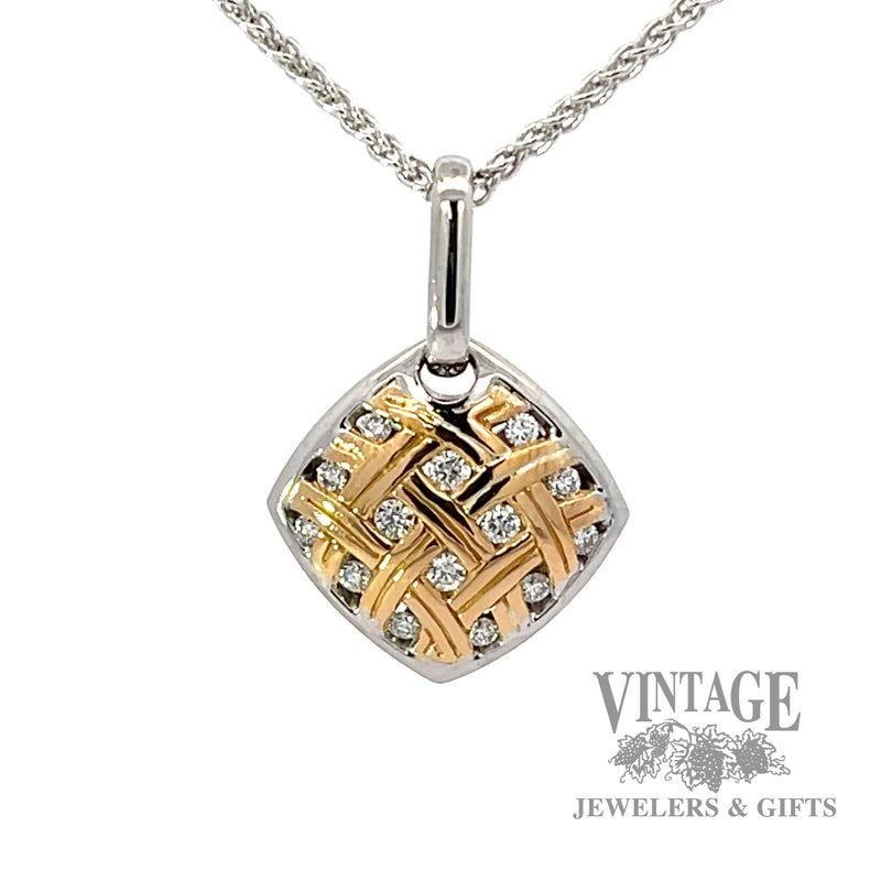 Bagley and Hotchkiss two tone gold and diamond pendant front
