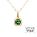 Tsavorite and diamond 14ky gold halo pendant