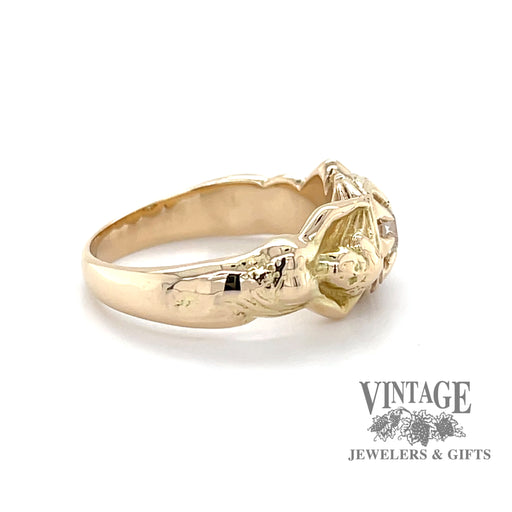 Art nouveau antique diamond 14ky gold ring side