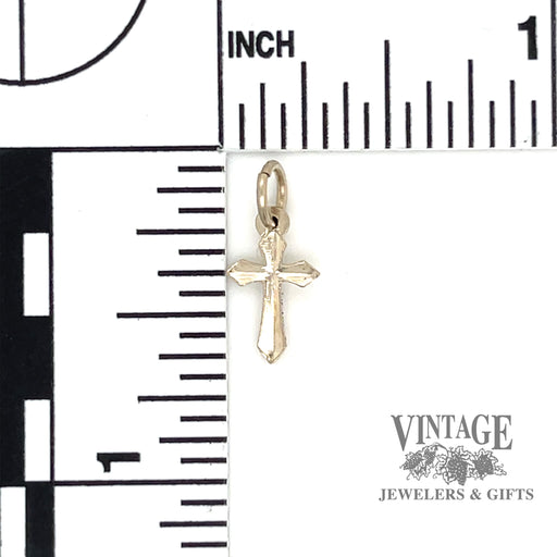 Extra small 14k white gold cross pendant/charm back scale